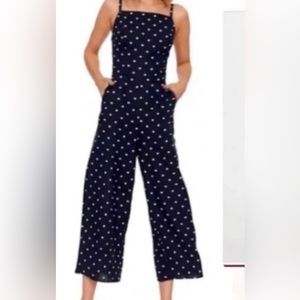 Old Navy blue & white Polka Dot women's medium romper jumper jumpsuit one piece